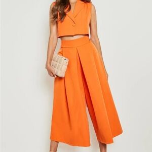 Boohoo Orange Wide Leg Jumpsuit